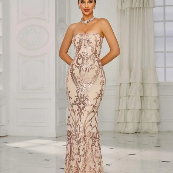Luxe mermaid hem tube sequins dress